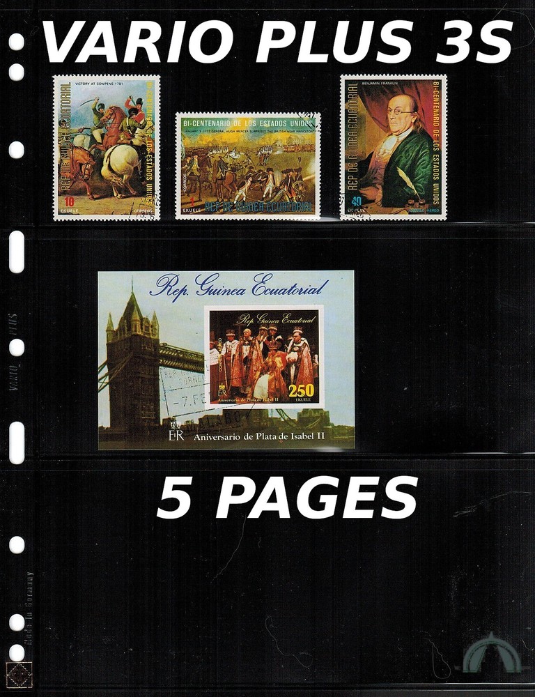 5 VARIO 3S PLUS 3 Pocket Double Sided Heavy Duty Black Pages for Stamps & Other