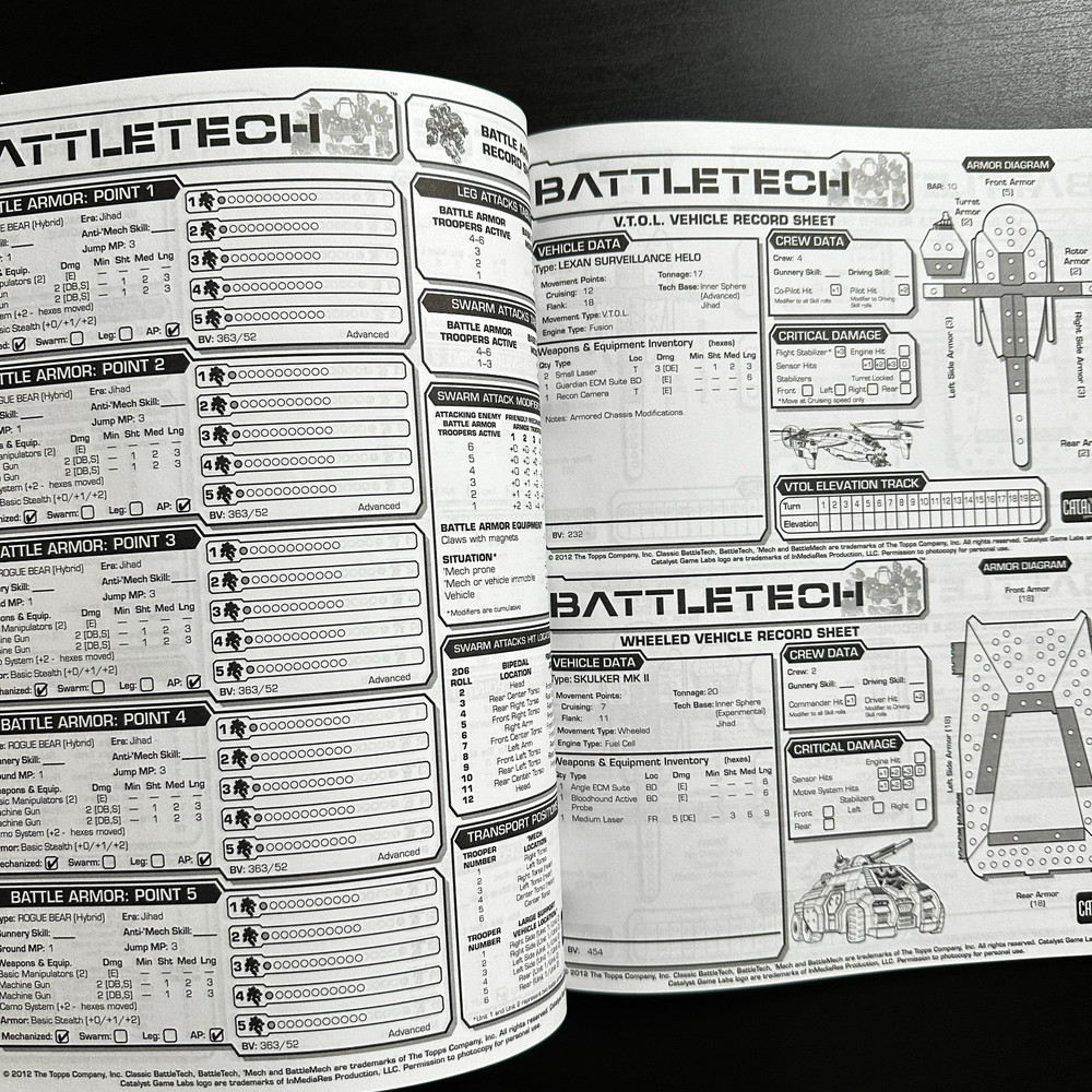 BattleTech 35170: Record Sheets Prototypes Sourcebook OOP Catalyst