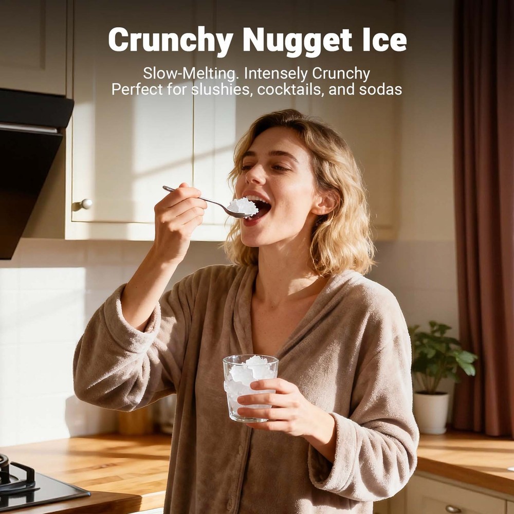 Nugget Ice Makers Countertop, Chewable Pebble Ice Maker Machine 40lbs/24H