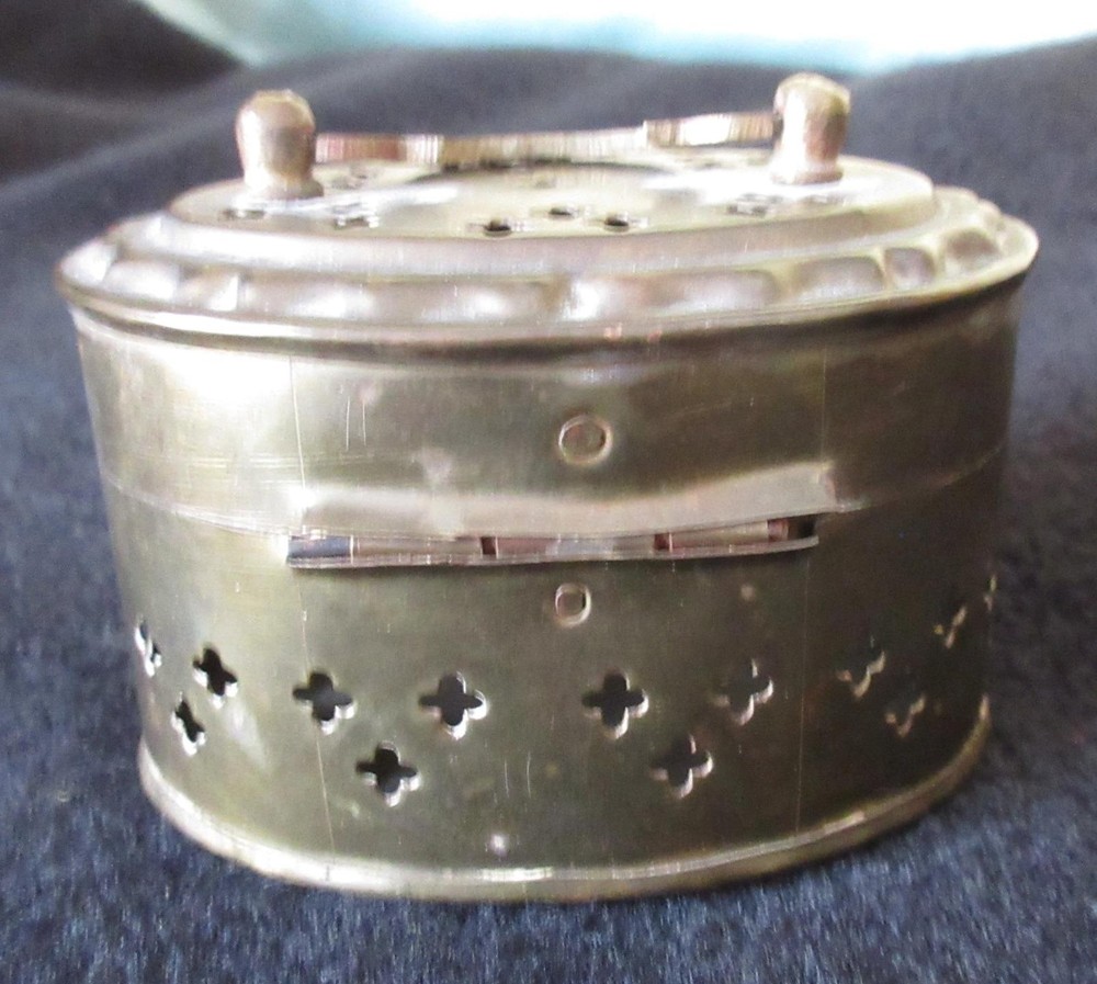 Vintage Brass Incense Burner Hinged Lid Boiler