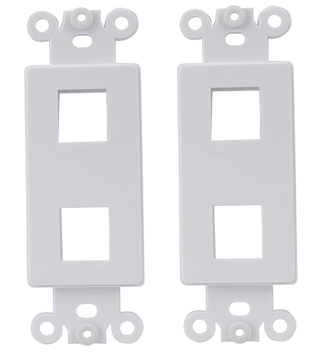 Wall Plate QuickPort Decora Insert for 2-Port Keystone Jack-White