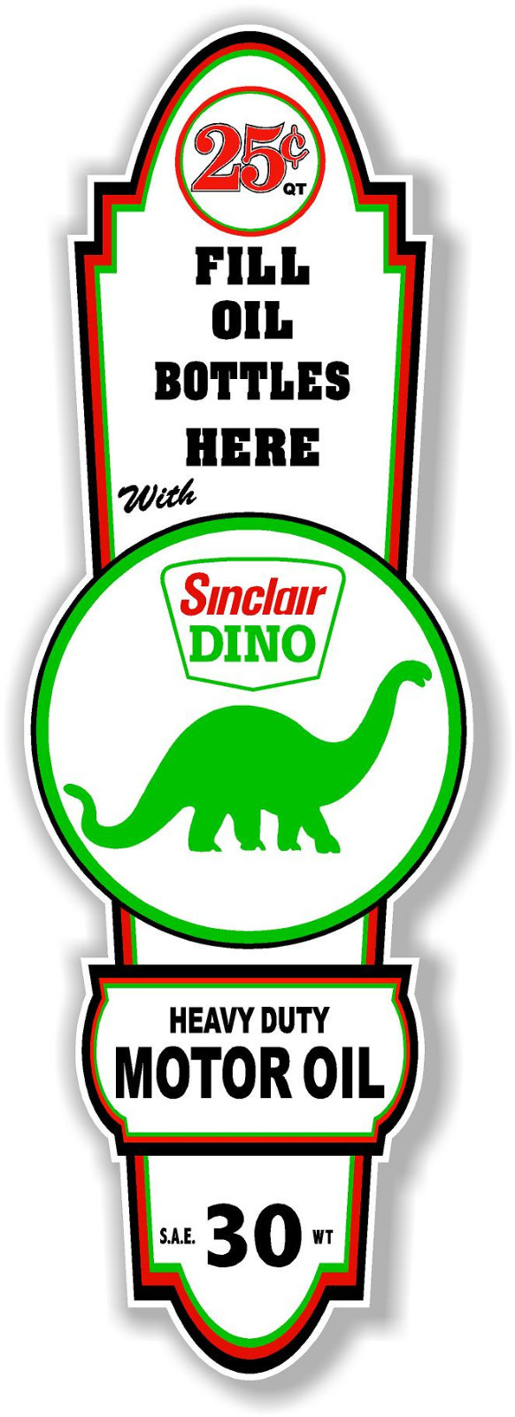 (SINC-OIL-1) 16" X 5.3" SINCLAIR GASOLINE LUBSTER FRONT LUBESTER DECAL OIL GAS