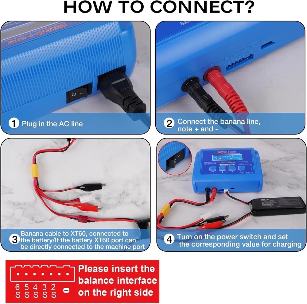 6A Digital RC Battery Charger with Fire-Proof Design & Multi-Mode Functionality