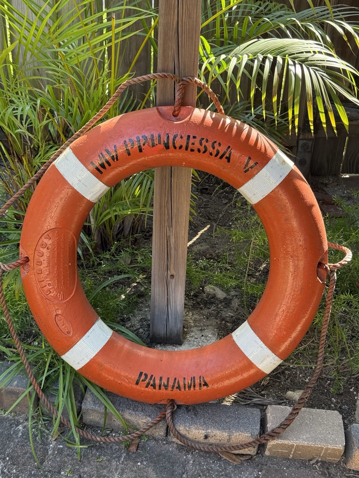 Vintage Boat Life Preserver Ring Buoy Nautical MV PRINCESSA V PANAMA 30"