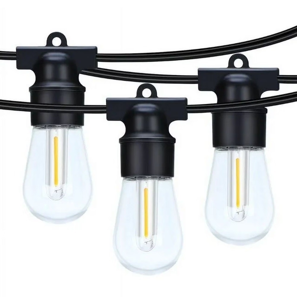 48FT LED Outdoor String Lights with Edison Shatterproof Bulbs