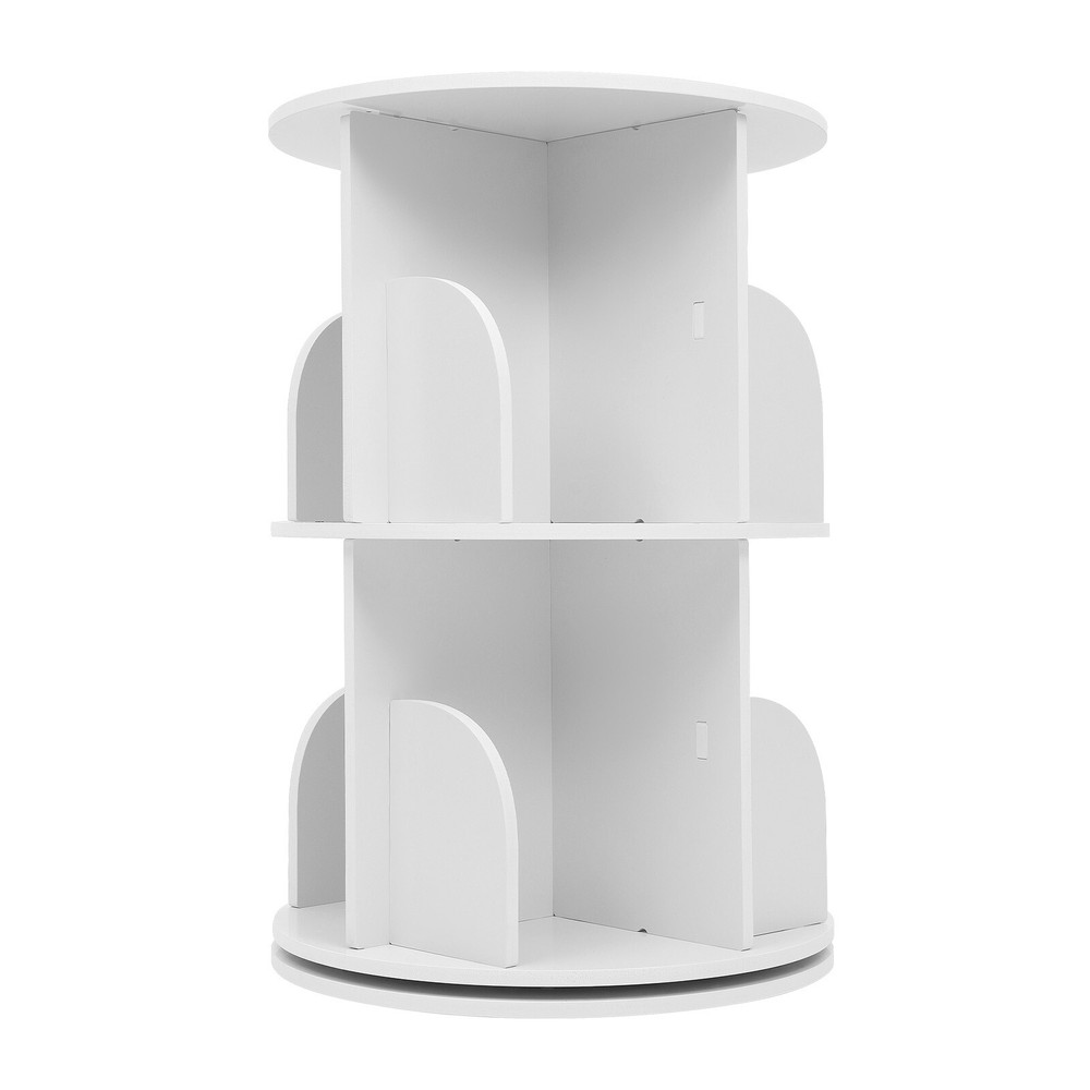 360° 2-Layer Rotating Bookshelf Bookcase Freestanding Storage Shelf Display Rack