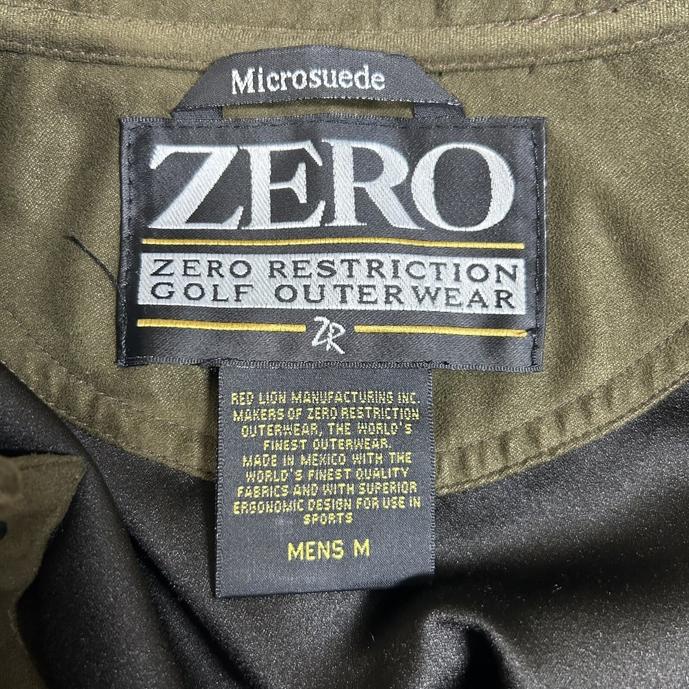 Zero Restriction Vest Men’s Medium Brown Microsuede Golf Lined Pockets Snap
