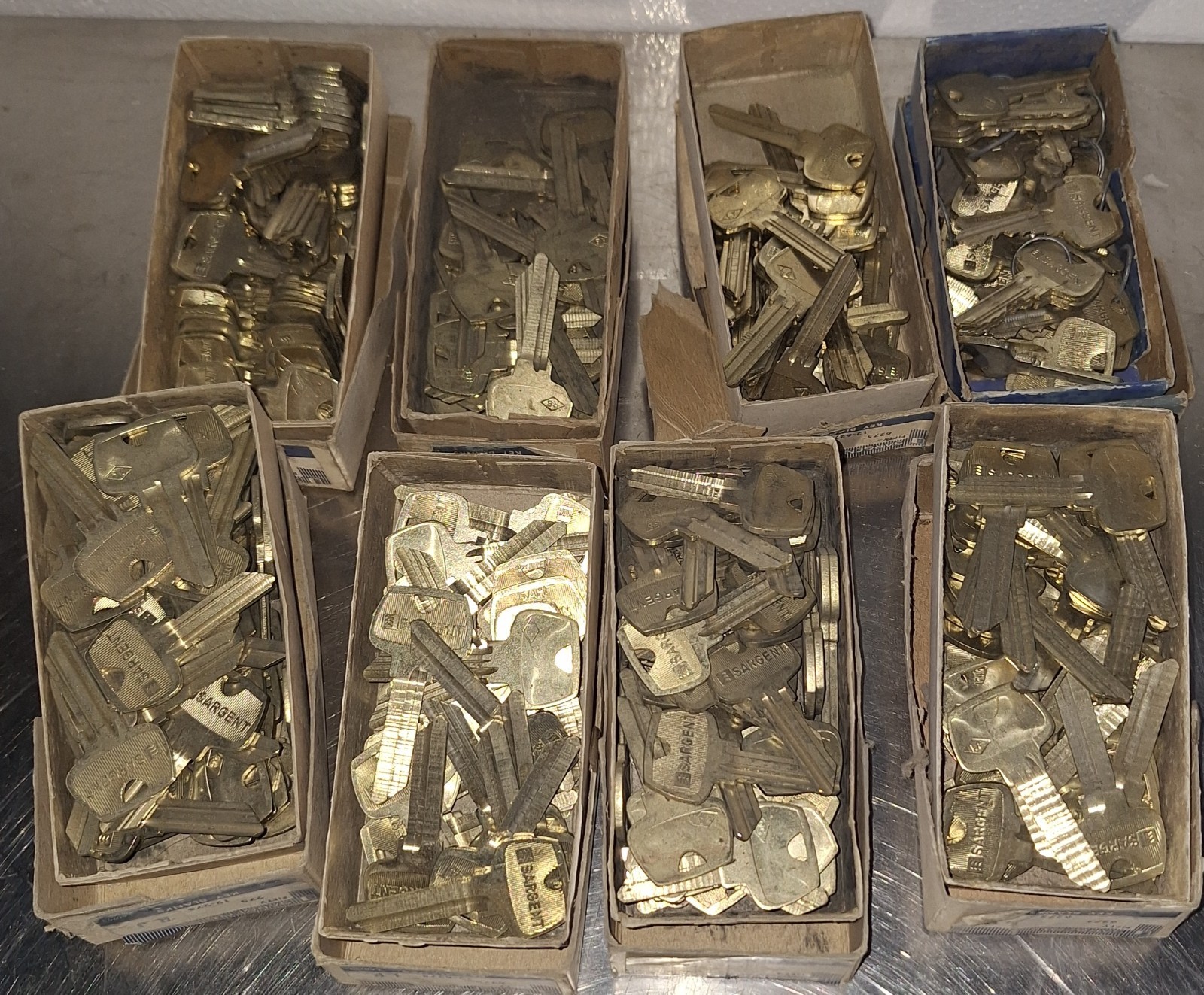 Large Lot of Key Blanks Sargent 8 Boxes Assorted Types 300 + N.O.S.