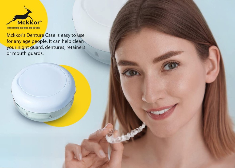 Denture Case, Definitely No-Leak Portable Retainer Case Bath Black