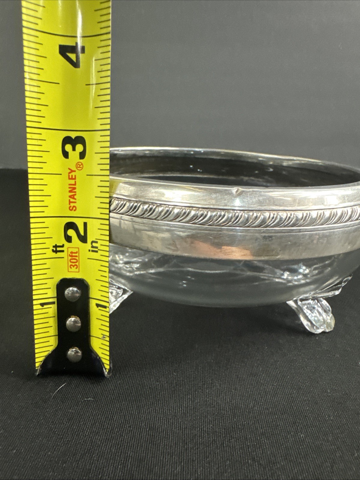 Weidlich Sterling 8319 Crystal 3 Footed Bowl 5.5” c1930s