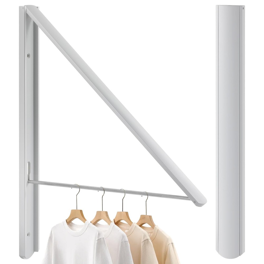 Retractable Clothes Drying Rack Wall Mounted, Foldable Space-Saving Hanger fo...