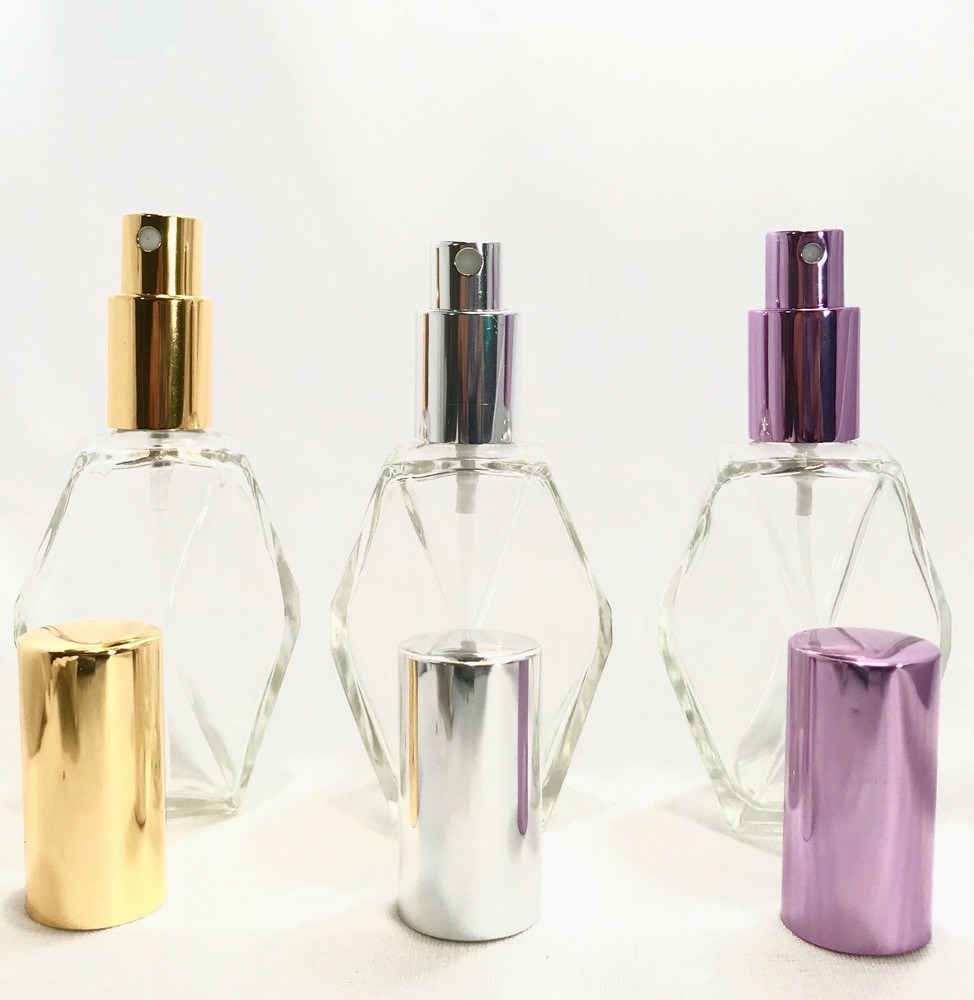 12 Refillable Perfume Bottles- 2 oz. Atomizer Luxury Bottle, Diamond Shape, 60ml