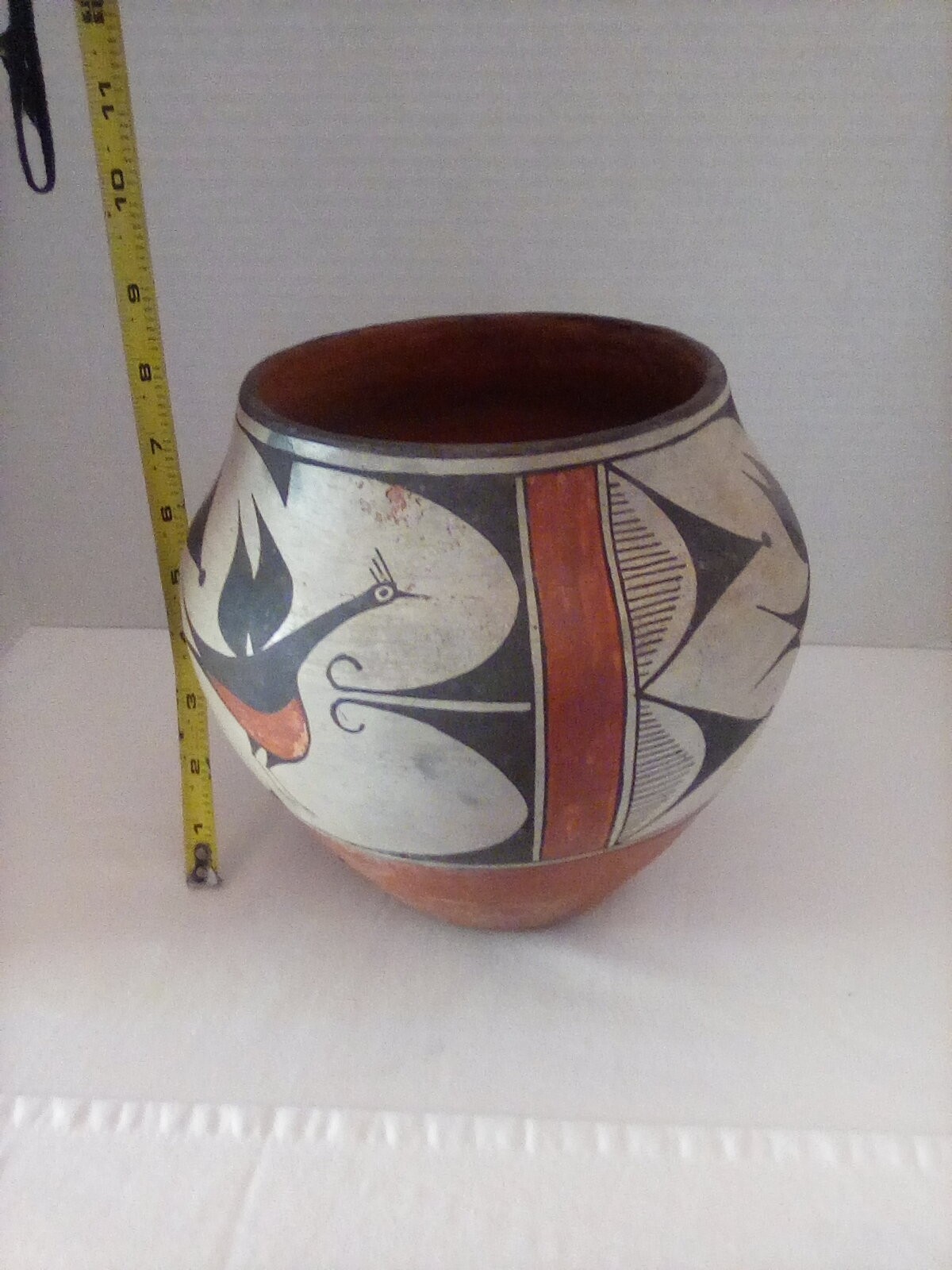 Authentic New Mexico Antique Zia Pueblo Indian Pottery Painted Bird Pot