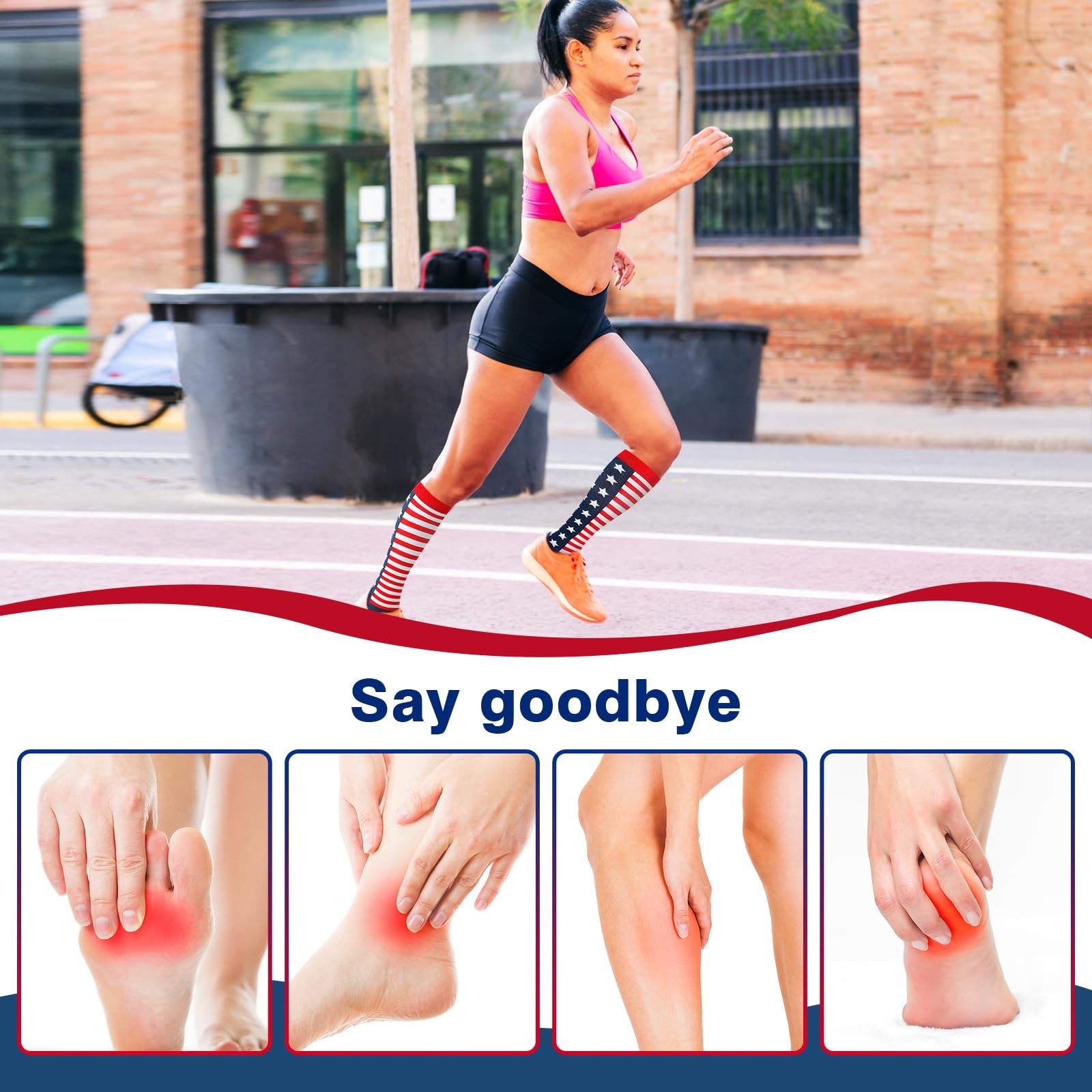 YOYOU Compression Socks for Women and Men, American One Size, Flag 1