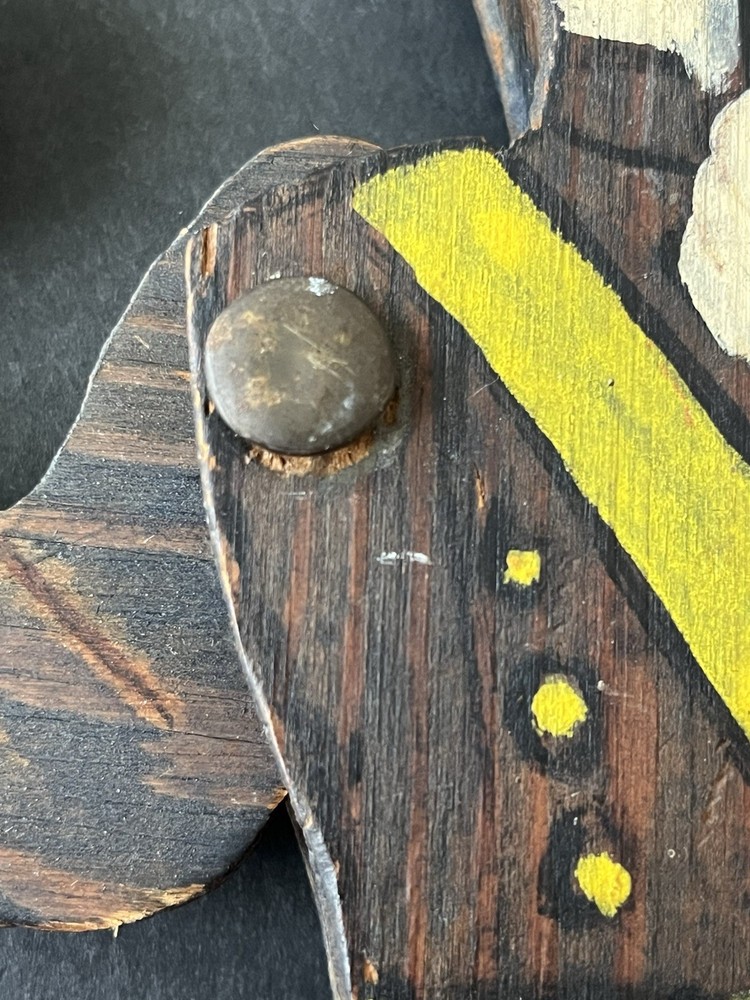Old Wooden Toy Handmade Pull String Crossing Guard Moveable Arm & Stop Sign