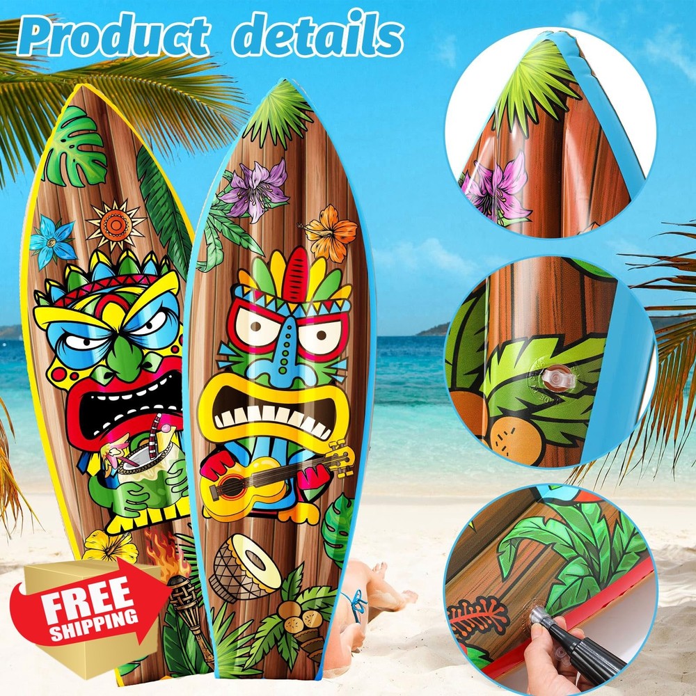 JellyArch Tiki Inflatable Surfboard Pool Float Luau Decor