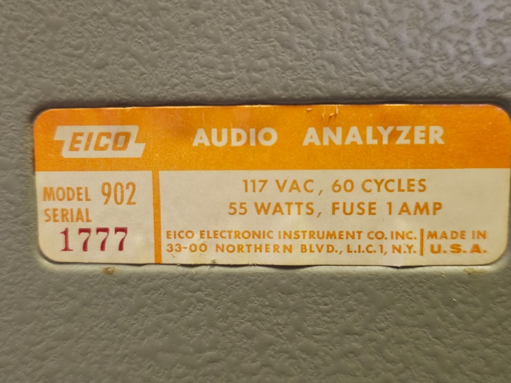 Eico 902 Audio Analyzer Intermodulation Harmonic Distortion Meter