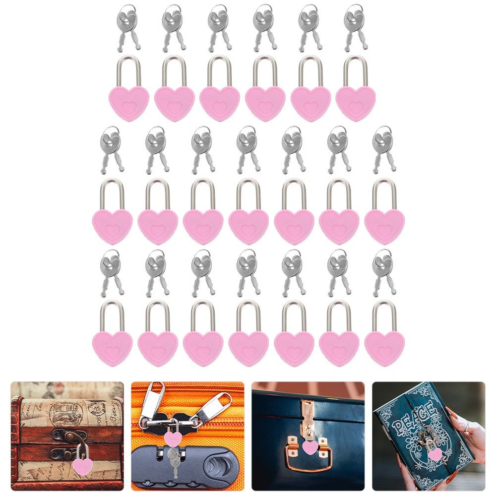 20 Sets Small Heart Shaped Padlocks Mini Locks with Keys for Decoration