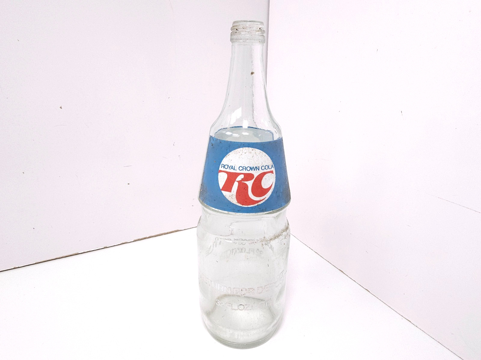 Vintage RC Cola 32 oz Returnable Glass Bottle Royal Crown Money Back