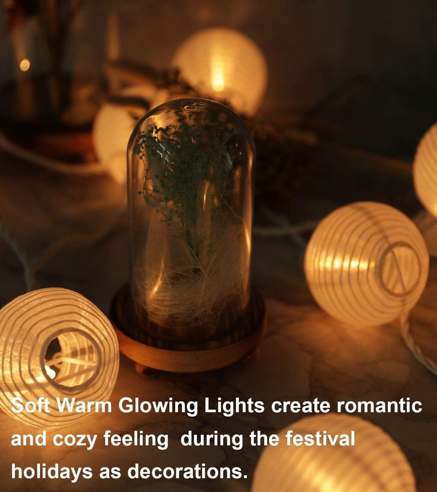 Mini Lantern Lights String Outdoor, 3 Inch Globe Lantern String Lights for Be...