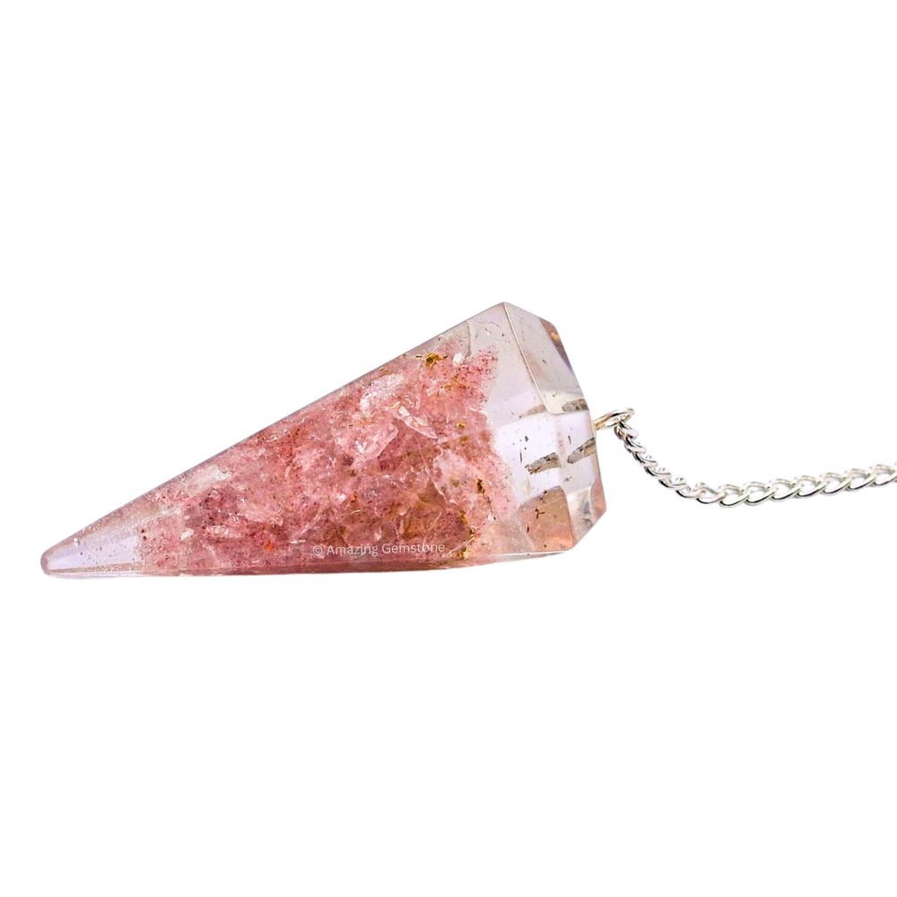 Strawberry Quartz Orgone Crystal Pendulums