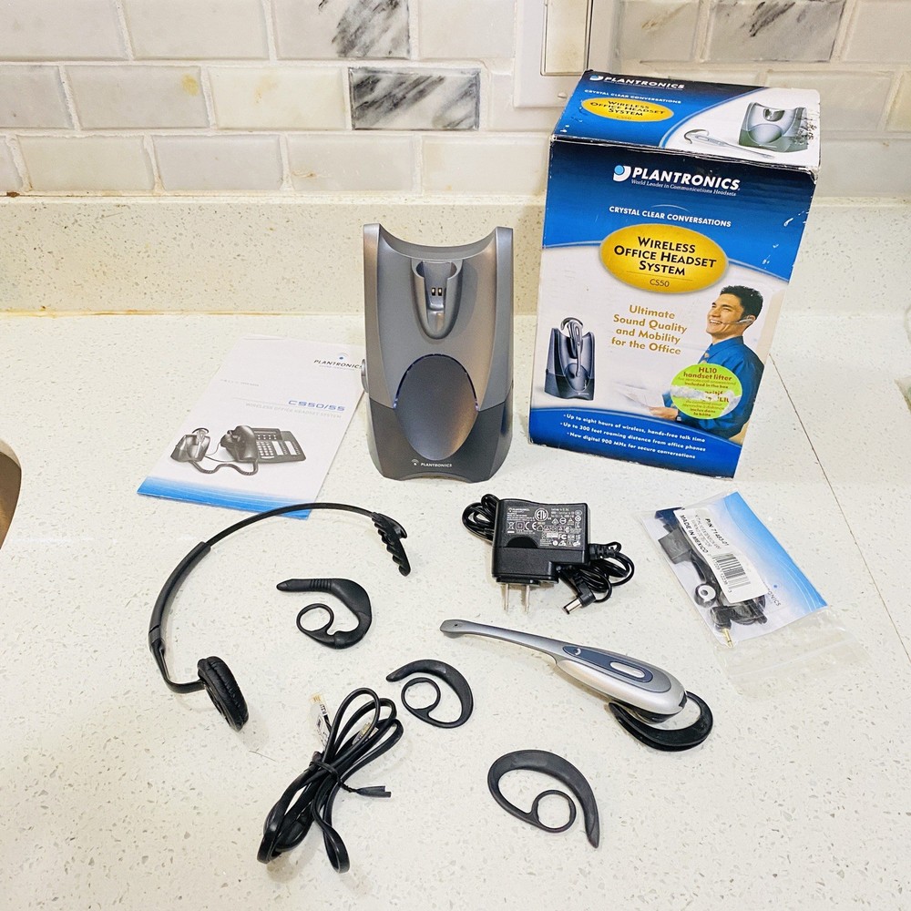Plantronics CS50 Wireless Office Headset System Tested Works Nice Condition
