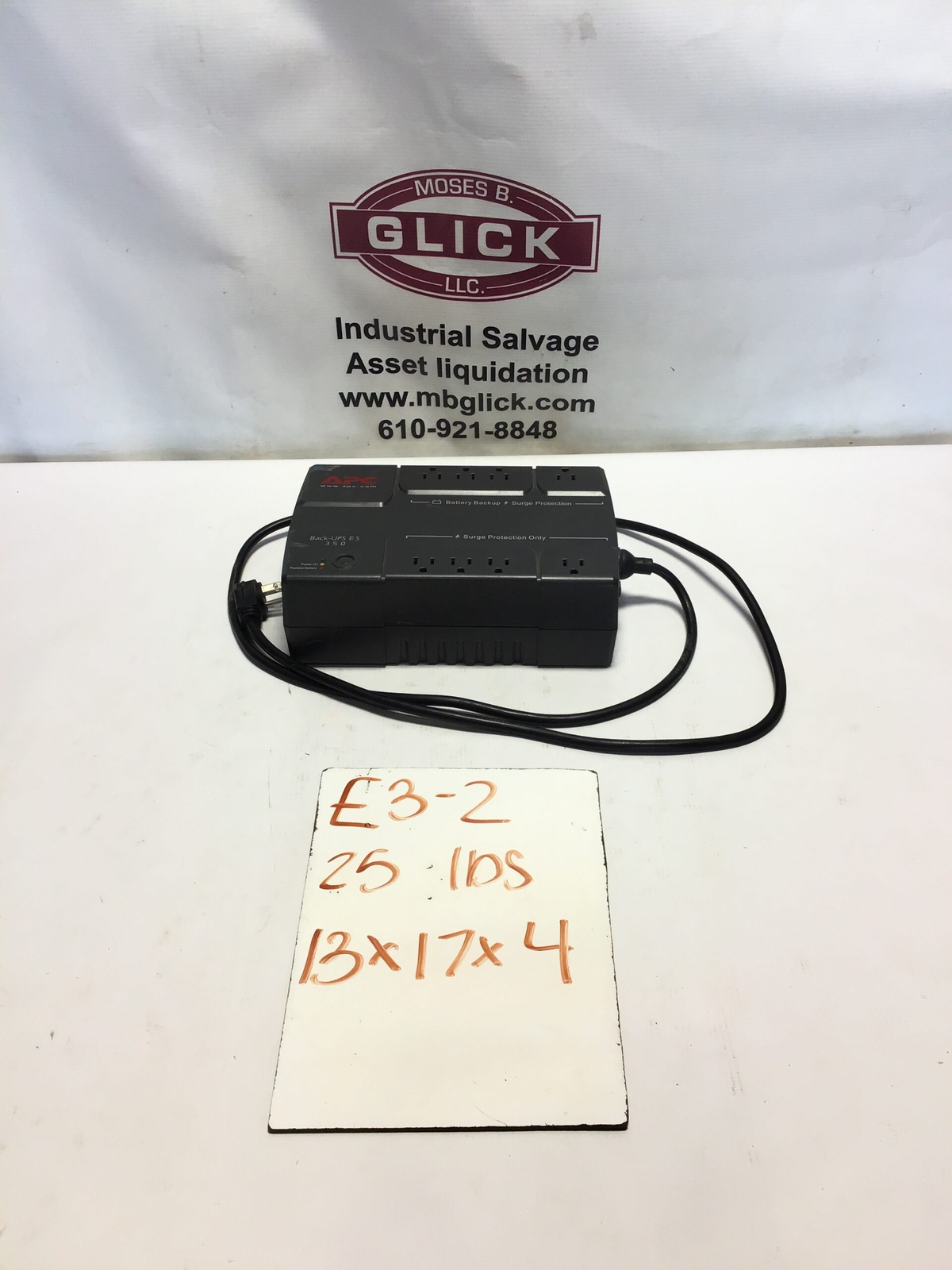 APC Back-UPS ES 350 - BE350R Backup Battery Surge Protection 120V 12A 60Hz 200W