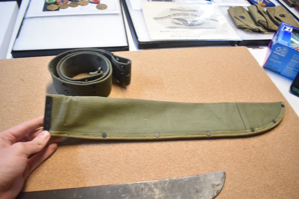 WW2 US Navy 1942 Machette w/ Web Belt