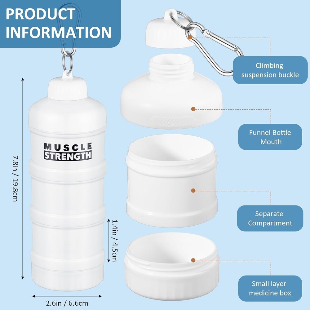 Protein Powder Container with Funnels Stand 3 Stackable 2 Pcs