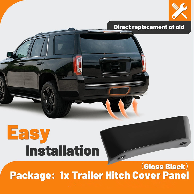 Painted Rear Trailer Hitch Tow Cover Panel Gloss Black For GMC Yukon XL 2015-20