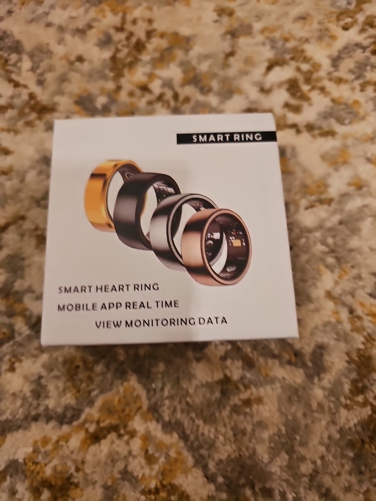 Smart Heart Ring Mobile App Compatible, Black, Size 13