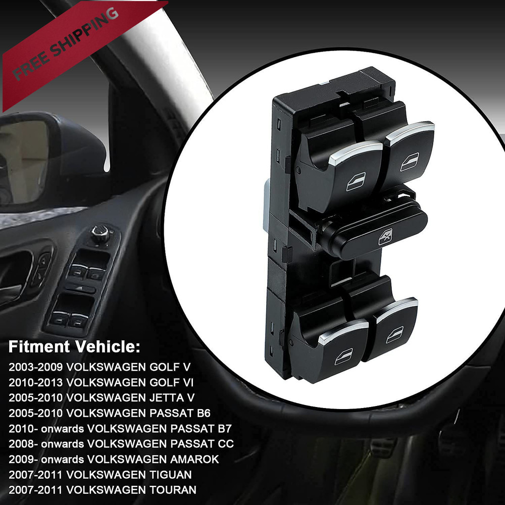 Driver Side Master Power Window Control Switch 5ND959857 Switch, Black