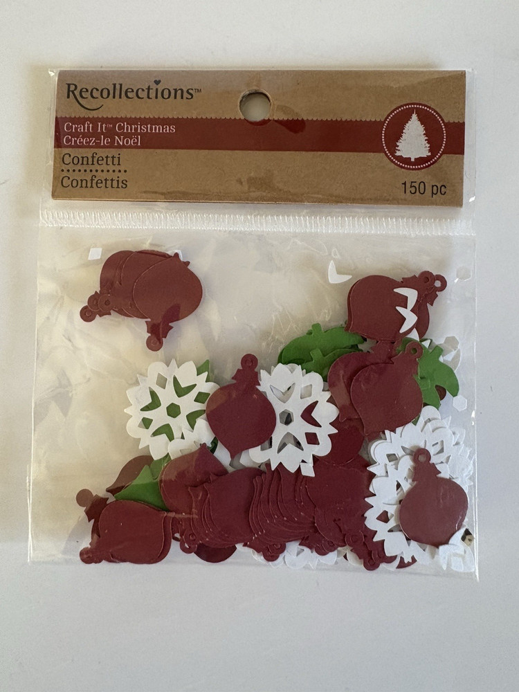 Recollections Christmas Confetti -Red, White & Green Shapes - New In Package