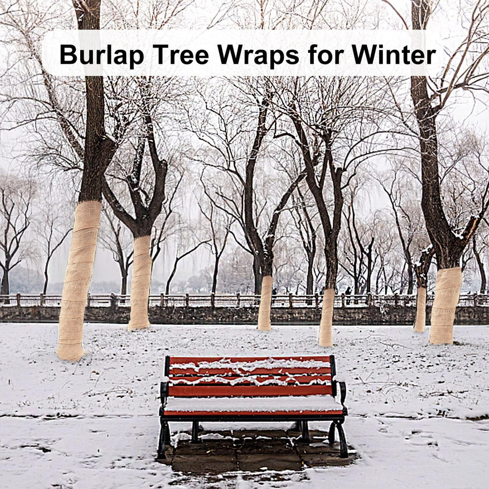 2 Rolls Burlap Tree Protector Wraps 7.8 × 9.8 Winter Tree Trunk Guards Protect