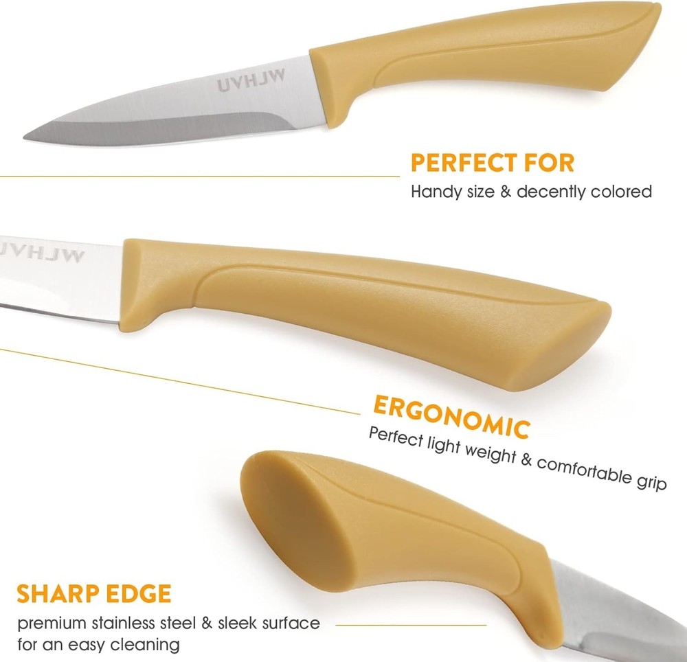 Lightweight 3-Piece Sharp Paring Knife Set - Perfect for Fruit & Vegetable Prep