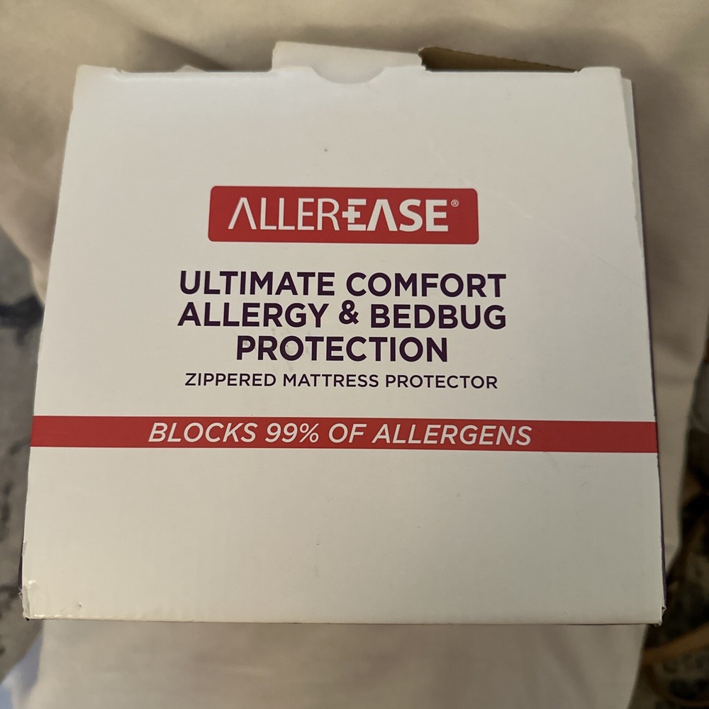 ALLEREASE ZIPPERED MATTRESS PROTECTOR KING SIZE WHITE WATERPROOF ANTIMICROBIAL