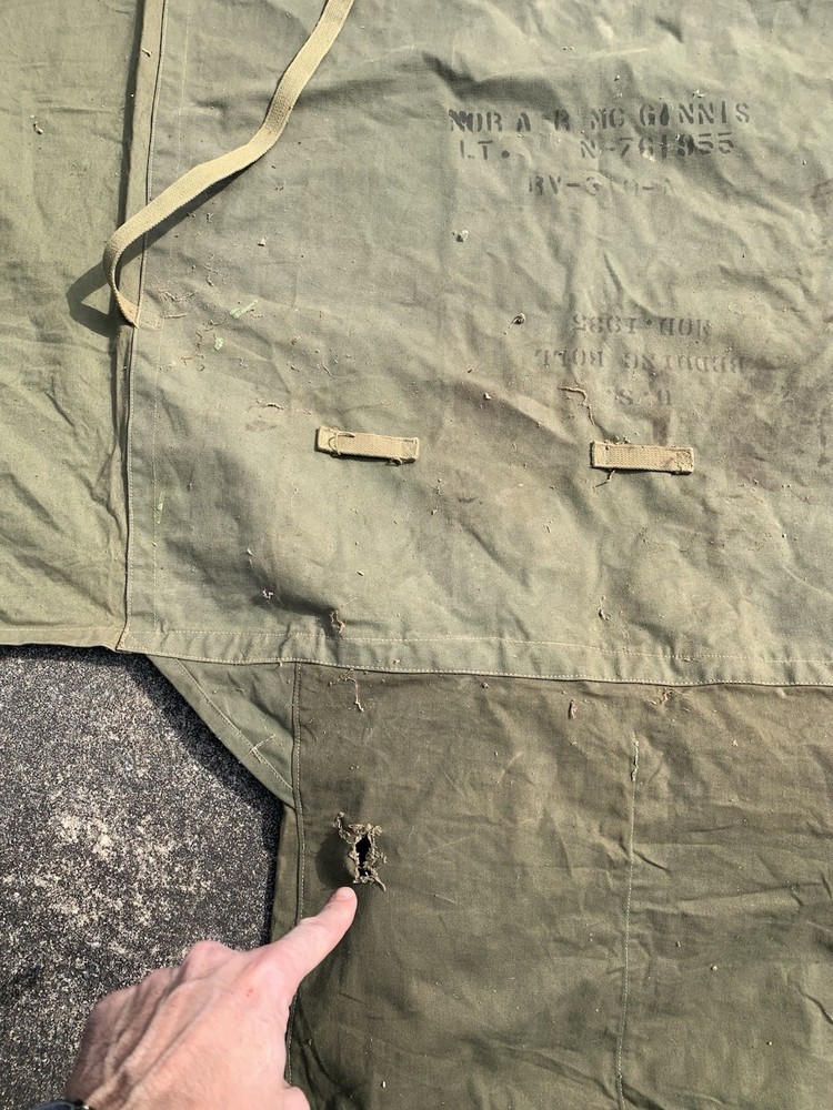 ORIGINAL 1943 WWII US ARMY OFFICER Canvas M1935 BEDDING ROLL- Named