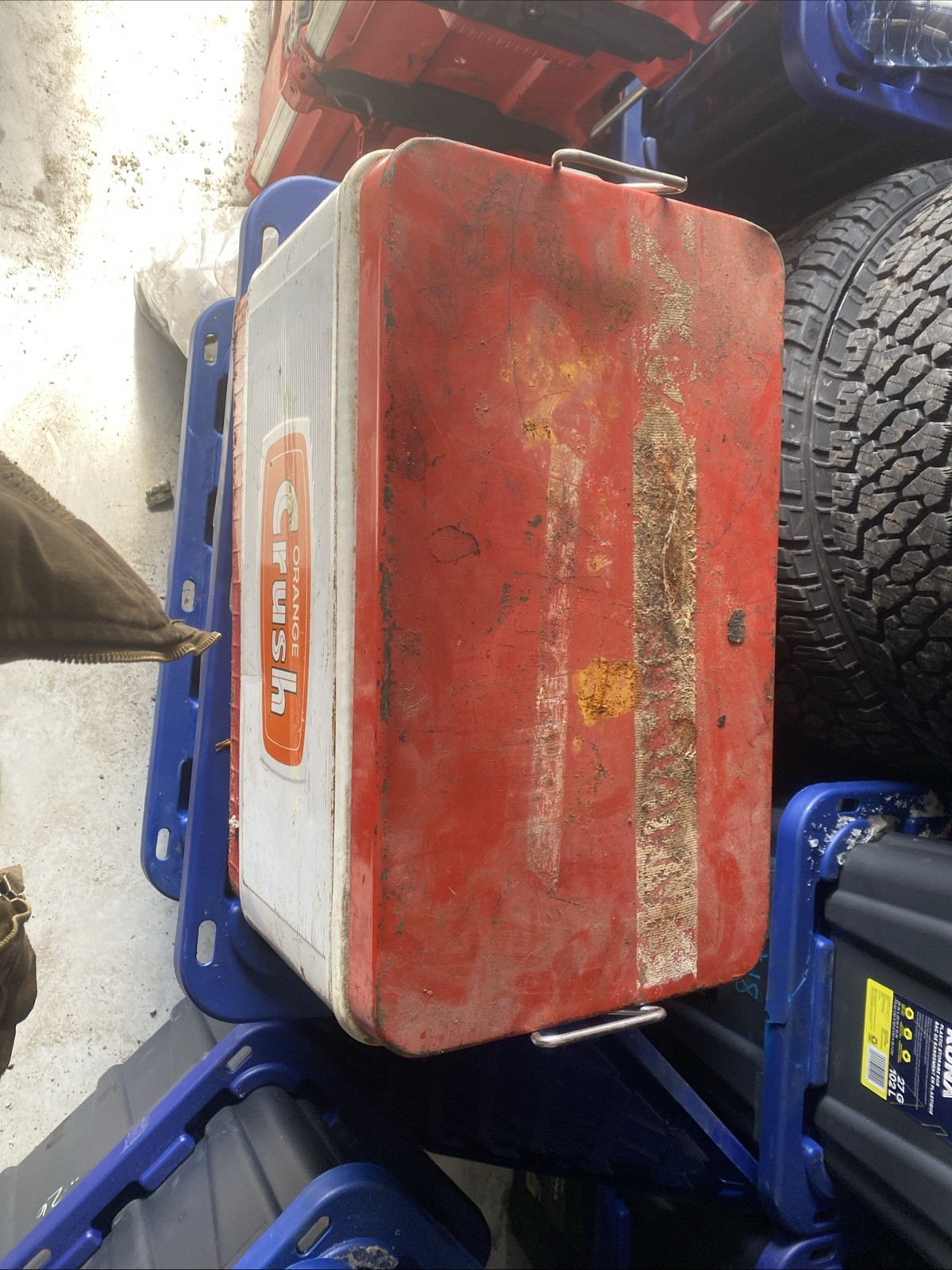 VINTAGE 1970 ORANGE CRUSH COOLER W/HANDLES