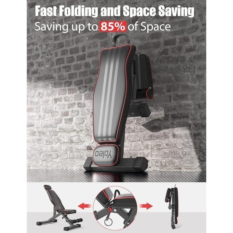 Adjustable Weight Bench 660LB Foldable Workout Bench Incline Decline Flat Bench