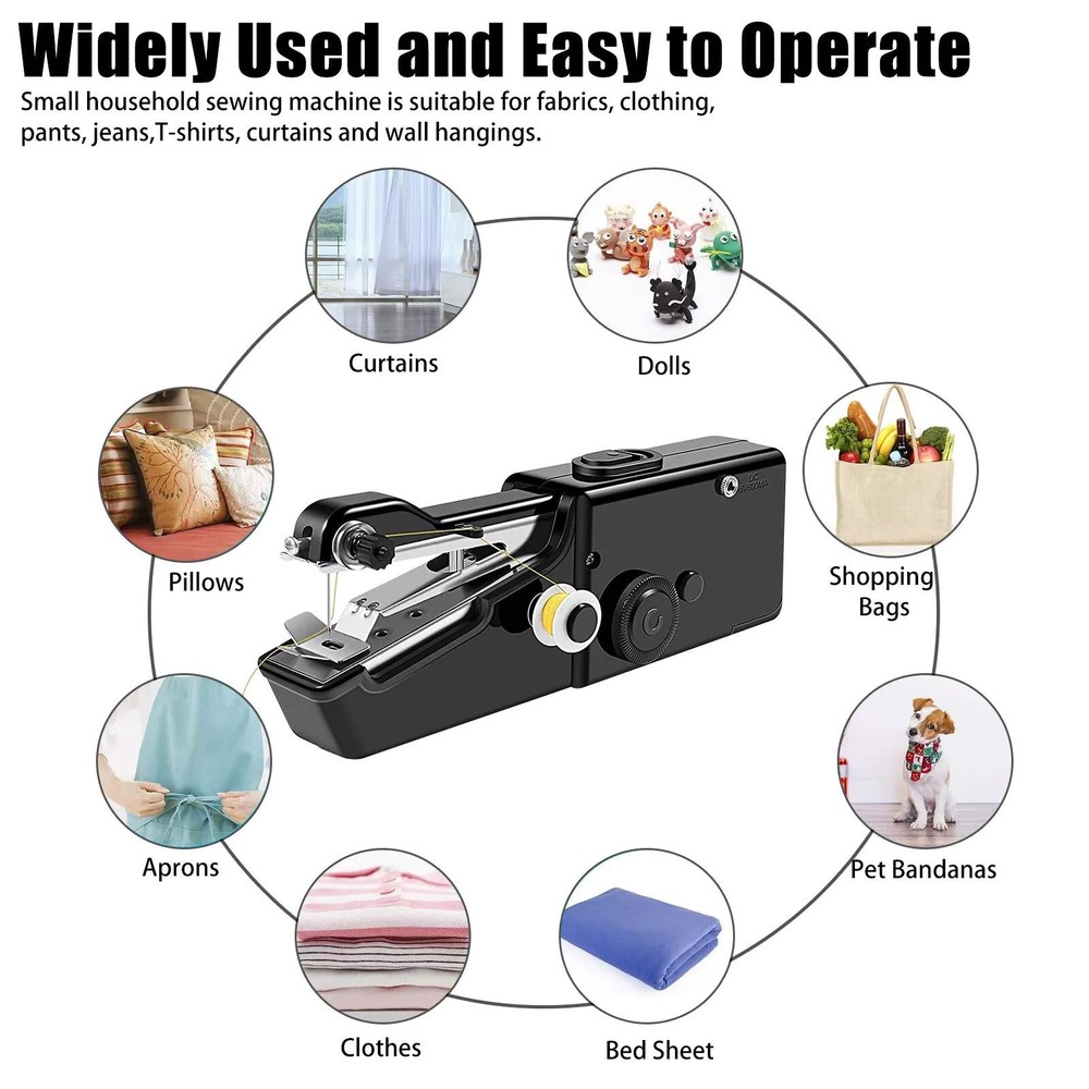 1Pc Handheld Mini Sewing Machine Stitch Electric Compact Tool w/ Accessories