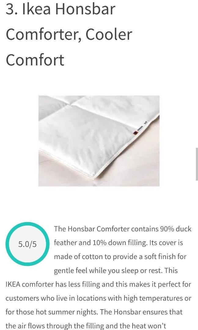 Ikea Honsbar Down Duvet Insert Full Queen Size White 86"x102" Baffle Quilted