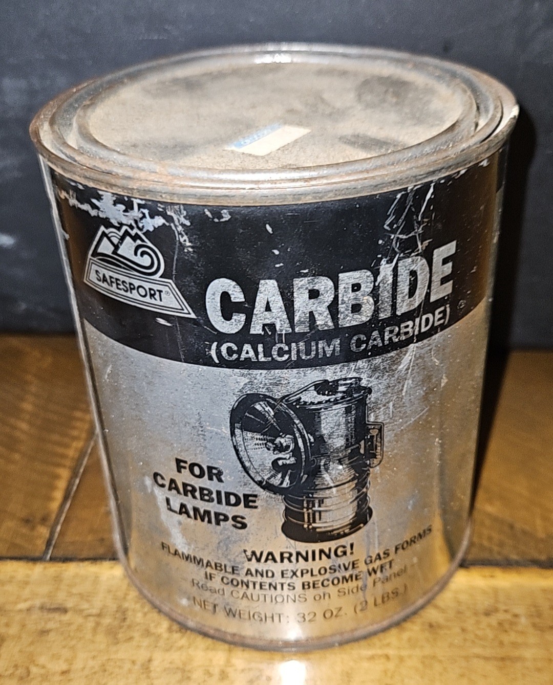 VINTAGE Safespot CALCIUM CARBIDE TIN CAN Empty