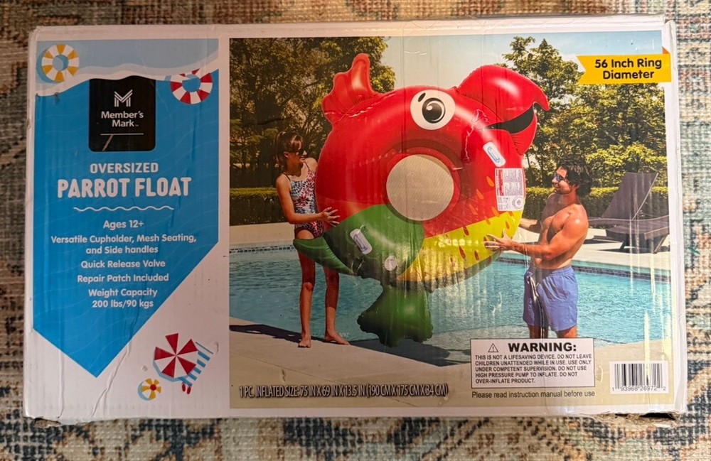 Member's Mark Oversized PARROT Pool Float, Mesh Seating, 56" Diameter