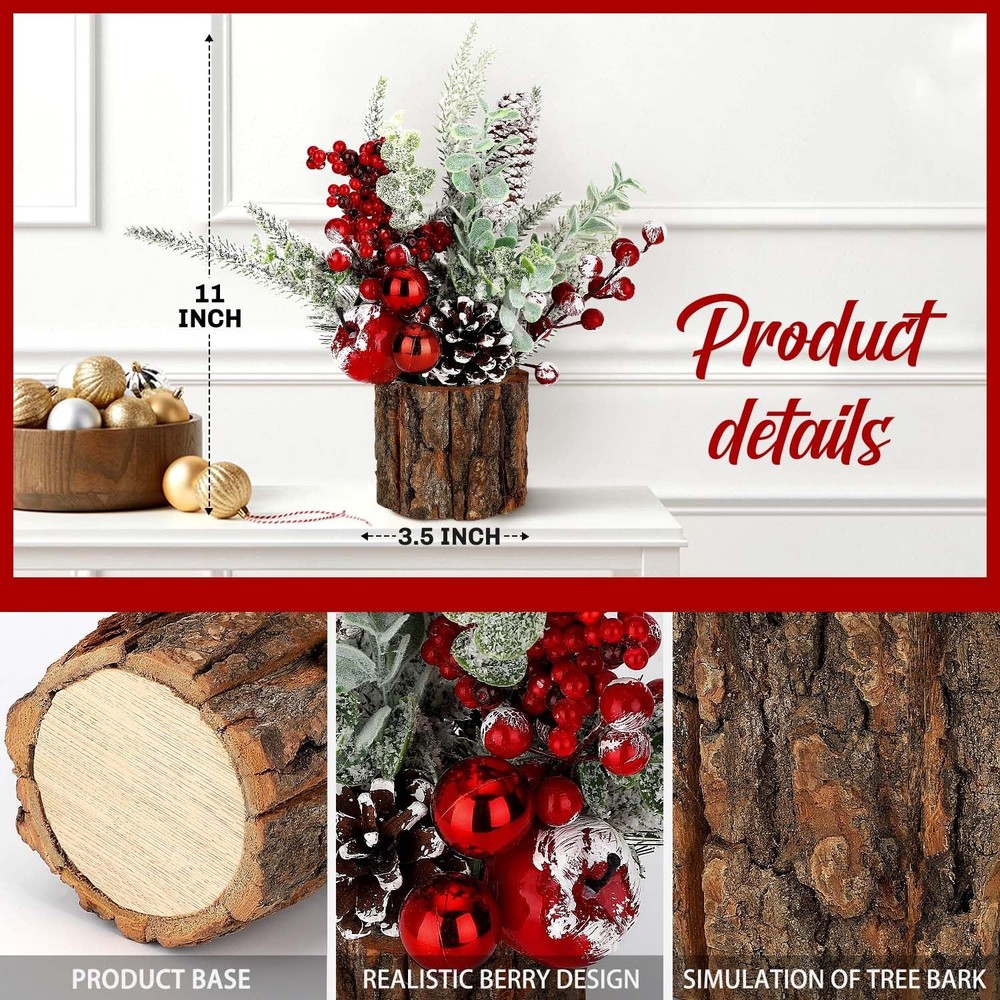 Small Christmas Tree Tabletop Artificial Mini Christmas Tree Decorations with...