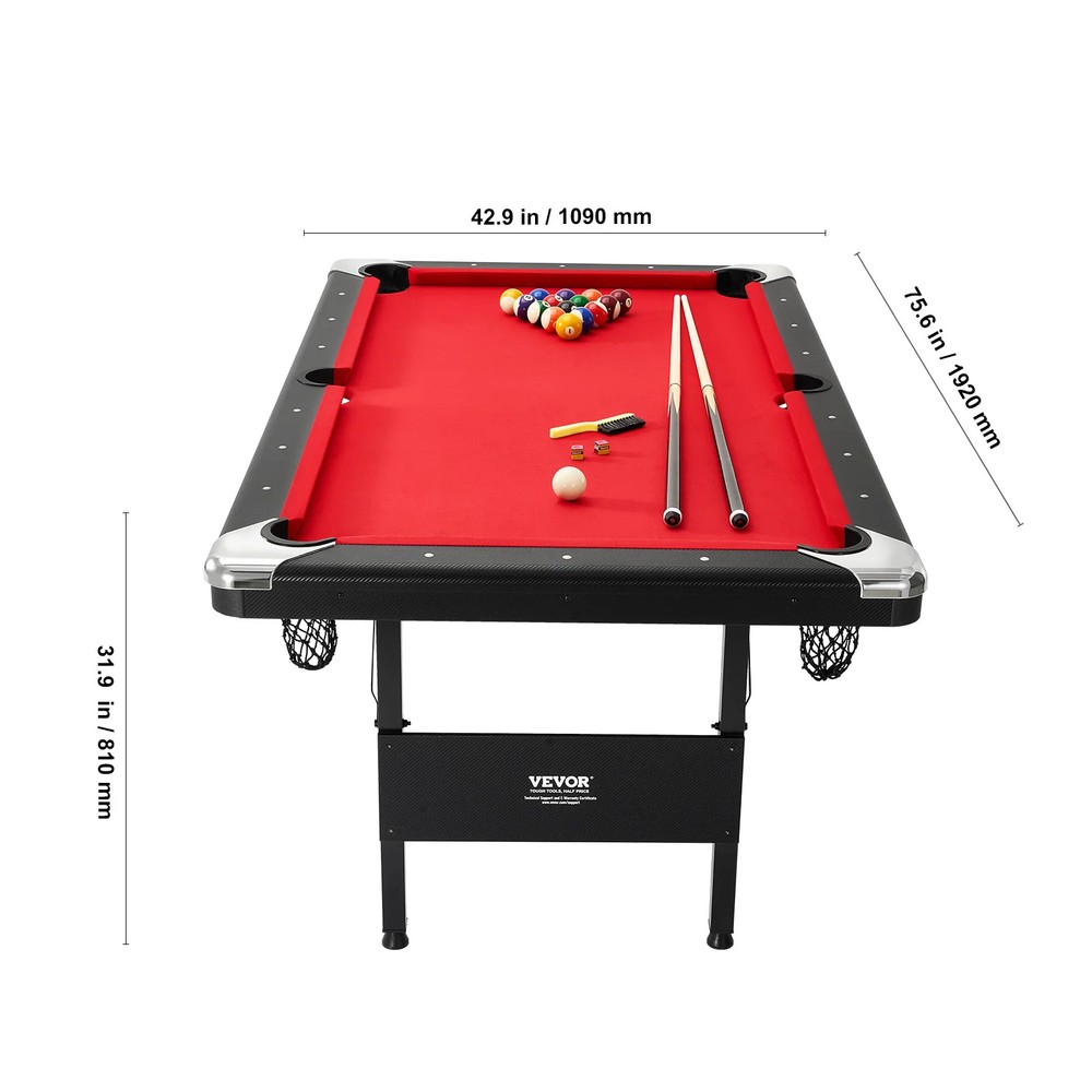6.3/7ft Billiard Table Pool Table Portable Fold SpaceSaving Billiard Tables Set
