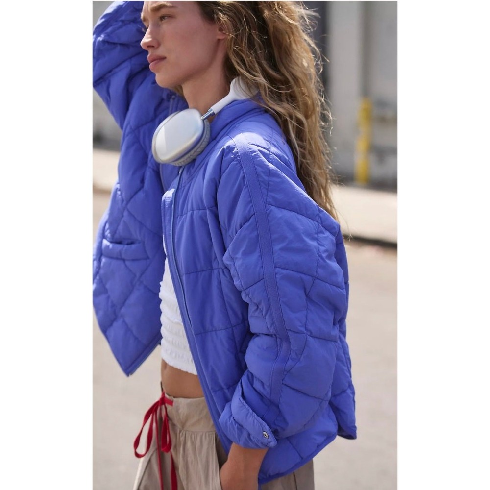 NWT Free People Movement Pippa Packable Puffer Jacket Pulse Neon Blue Size Small