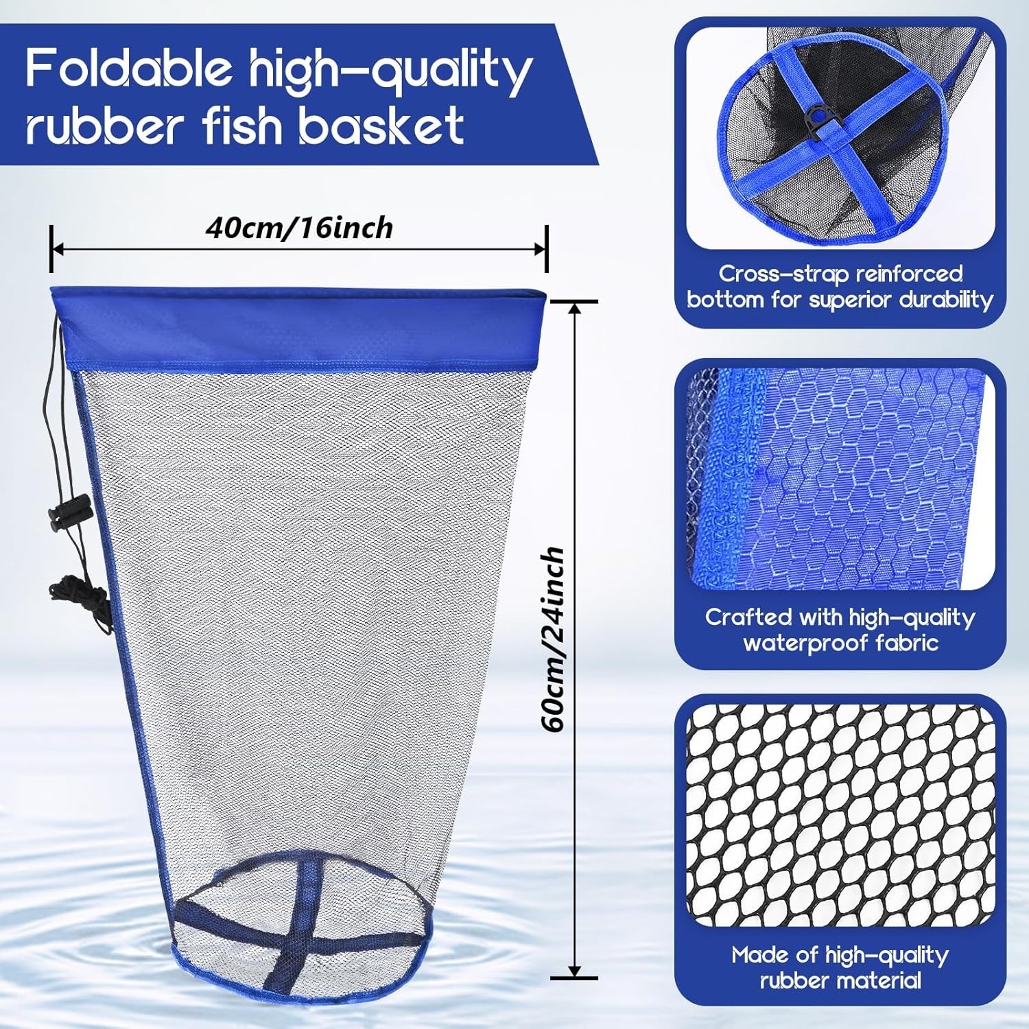 Foldable Bridge and Pier Fishing Net Drop Net Multi-Purpose Foldable Rubber US