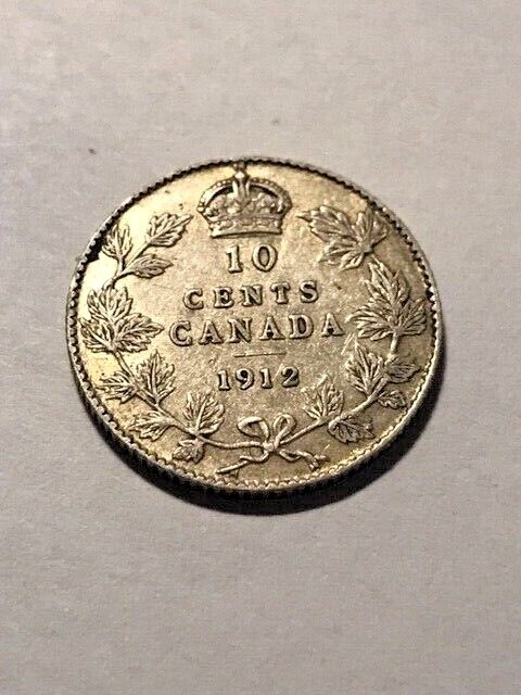 1912 Canada Silver 10 Cents VF #16090