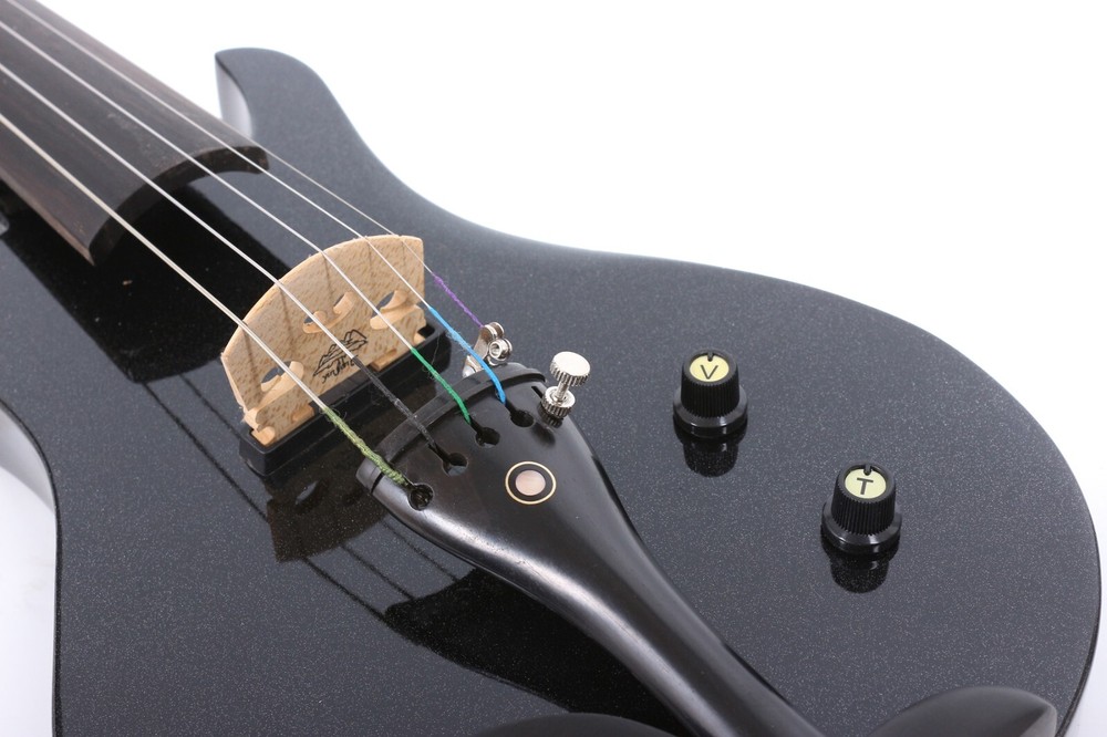 New Black Electric Violin 4/4 Solid wood 5 String Violin with Violin case bow