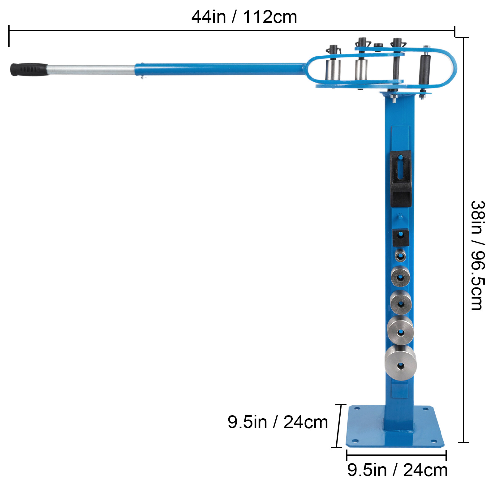 VEVOR YP-38 Metal Bender Compact Flat Bar Bender w/ Floor Stand 7 Dies 1"-3"